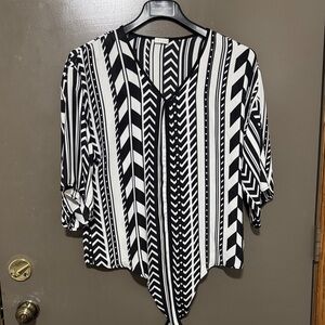 Spense Black and White Striped Women's Blouse